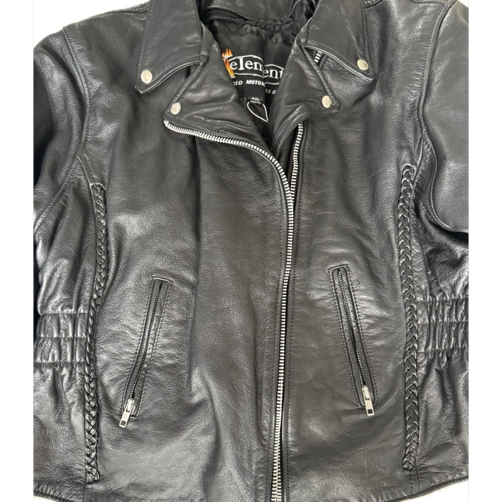 Women’s Black Genuine Leather Moto Jacket 4XL – Oversized Biker Motorcycle Style - Picture 13 of 13